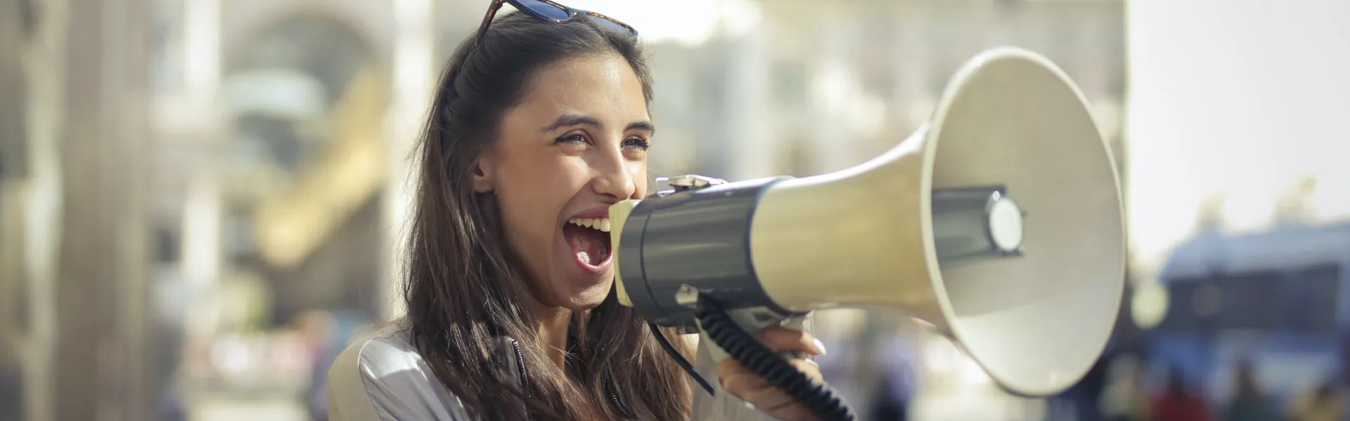 Girl with bullhorn